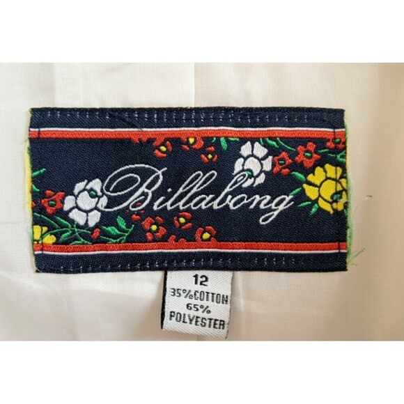 Women's BILLABONG Cotton/Poly Cream Color Double Breasted Belted Coat Size 12 - Picture 5 of 13